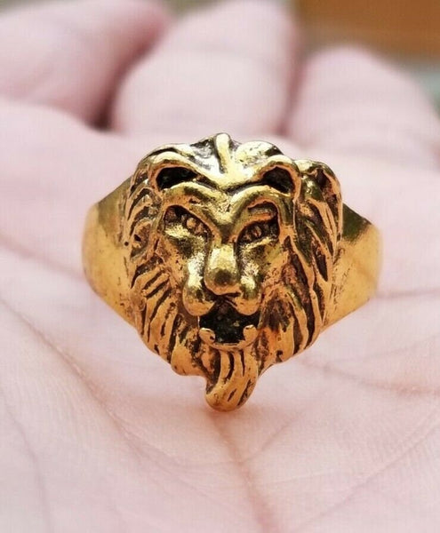 Punjabi Sikh Lion Brass Ring Golden Sharukh Khan Movie Jawan Evil Eye Protection