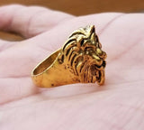 Punjabi Sikh Lion Brass Ring Golden Sharukh Khan Movie Jawan Evil Eye Protection