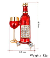 Wine glass bottle brooch vintage look gold plated design broach celebrity pin k