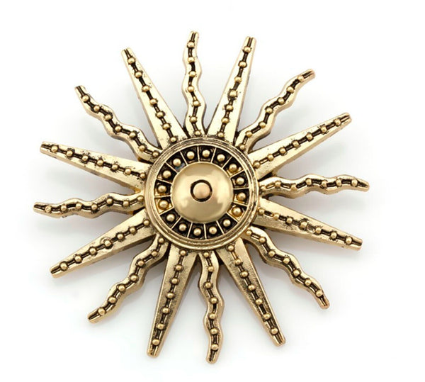 Sun brooch vintage look gold plated designer suit coat royal broach pin k19 new