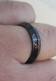 Black khanda ring engraved edge design fashion sikh singh kaur khalsa challa h21