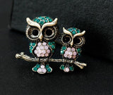 Stunning vintage look gold plated retro owl couple celebrity brooch broach pin f