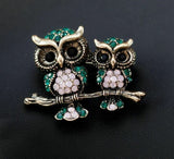 Stunning vintage look gold plated retro owl couple celebrity brooch broach pin f