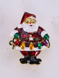 Santa Claus XMas Brooch Vintage look Gold plated broach Celebrity Queen pin i24