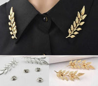 Silver or gold plated leaf pin celebrity shirt collar brooch designer broach b18