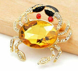 Stunning vintage look gold plated yellow crab designer brooch broach pin b52