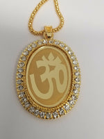 Gold plated stunning diamante hindu om legend pendant punjabi car rear mirror