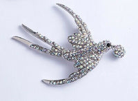 Stunning diamonte silver plated vintage look flying bird christmas brooch pin b7