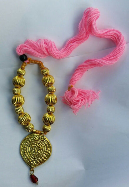 Punjabi Folk Cultural Bhangra Gidha Kaintha Pendant Pink thread necklace M14
