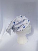 Sikh Hindu Blue Khandas White bandana Head Wrap Gear Rumal Handkerchief Gift