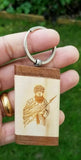 Sikh punjabi sant jarnail singh khalsa bhindranwale kaur wood key chain key ring