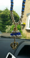 Gold plated punjabi sikh khanda stunning pendant car rear mirror beads hanger b