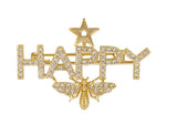 Happy bee brooch vintage look gold plated celebrity star broach design pin u11h