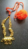 Punjabi folk cultural bhangra gidha kaintha taweet pendant orange necklace y2
