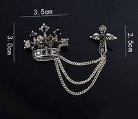 King crown cross lucky vintage look silver plated celebrity broach queen pin s5