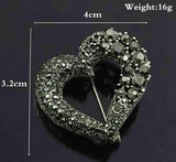 Stunning vintage look retro style black heart celebrity love brooch broach pin d