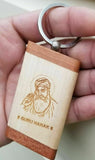 Sikh punjabi word guru nanak photo singh kaur khalsa wood key chain key ring nn