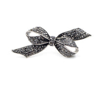 Bow brooch vintage look silver plated stunning high end design broach pin u10