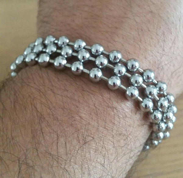 Chrome plated steel meditation praying beads talisman sikh simarna bracelet b2b