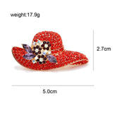 Hat brooch vintage look gold plated red stones pin celebrity suit coat broach a5