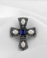 Royal cross brooch vintage look silver plated celebrity broach queen pin k47 new