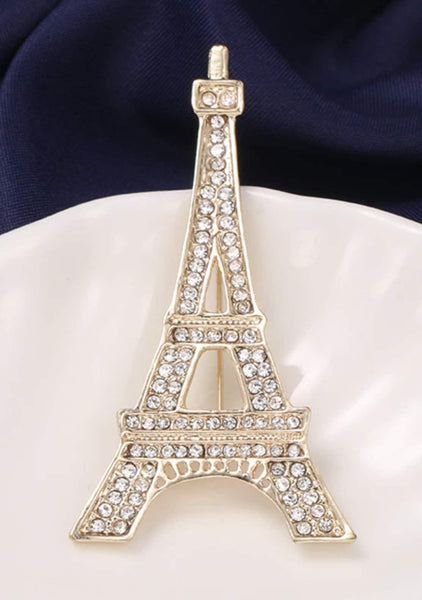 Eiffel tower brooch paris gold silver plated designer broach celebrity queen pin