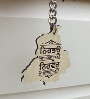 Punjab Map Gurmukhi Punjabi Alphabet Nirbhau Nirvair Jeevay Panjab Key chain KKA