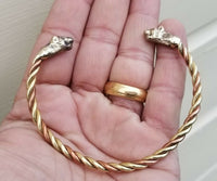 Pure copper brass twisted hindu sikh adjustable lion head healing kara bangle a6